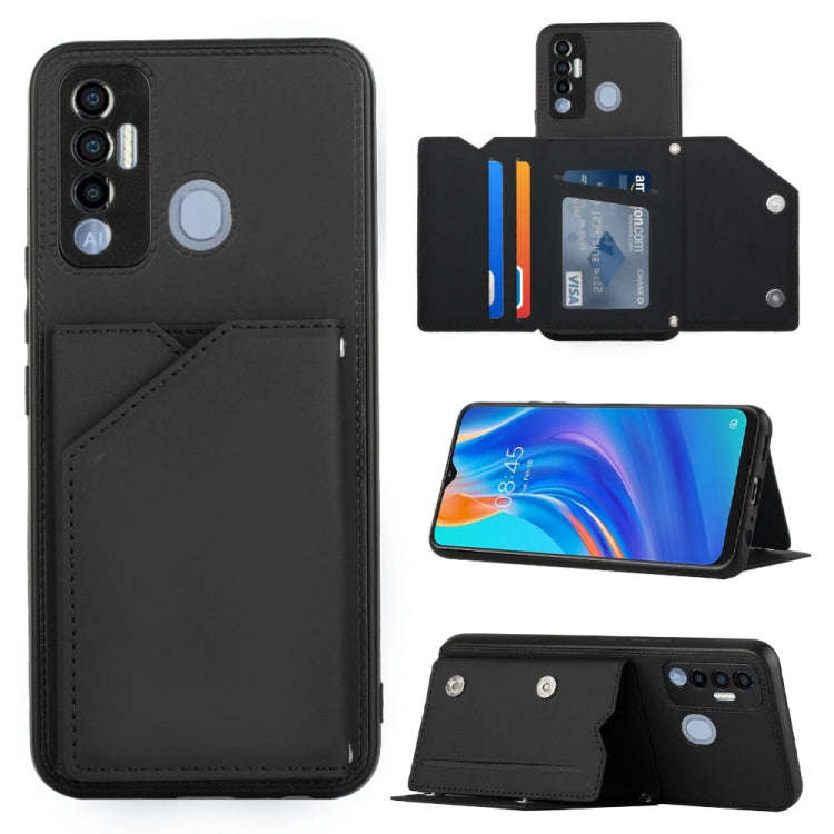 For Tecno Spark 7P Skin Feel PU + TPU + PC Phone Case(Black)