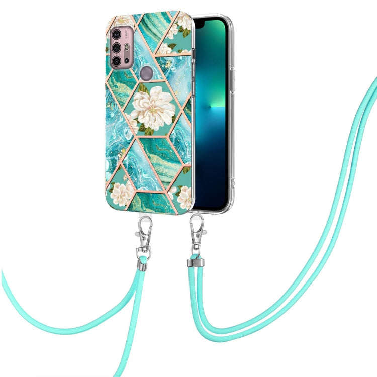 For Motorola Moto G30 / G20 / G10 / G10 Power Splicing Marble Flower Pattern TPU Phone Case with ...