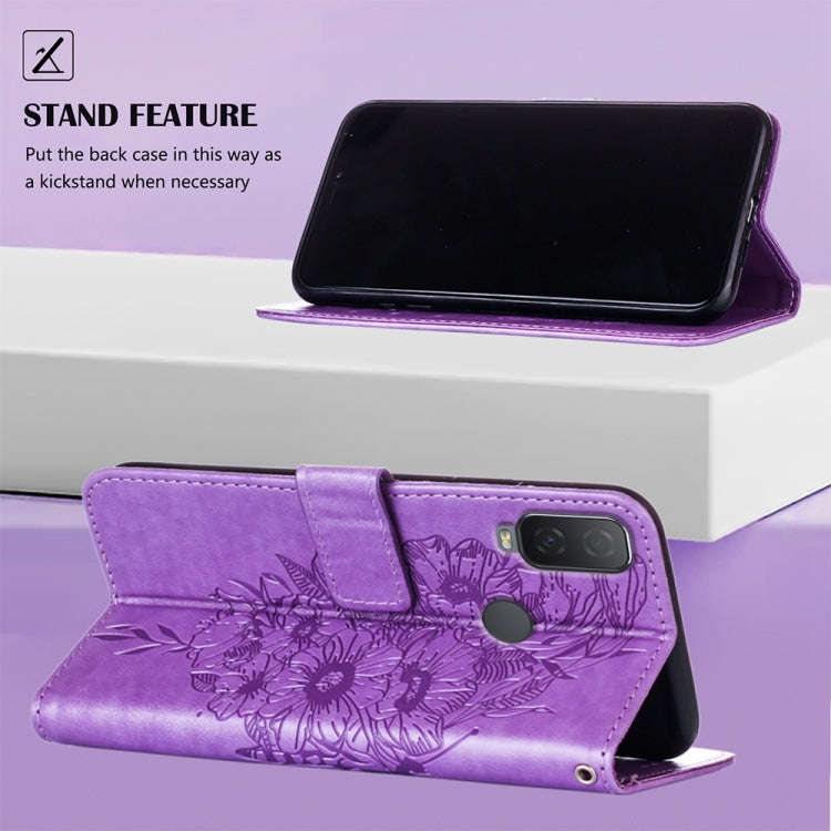 For Alcatel 1L 2021 Embossed Butterfly Leather Phone Case(Light Purple)
