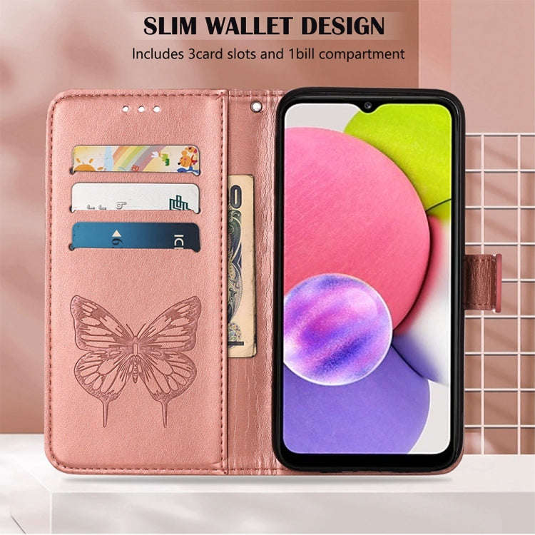 For Alcatel 1L 2021 Embossed Butterfly Leather Phone Case(Rose Gold)