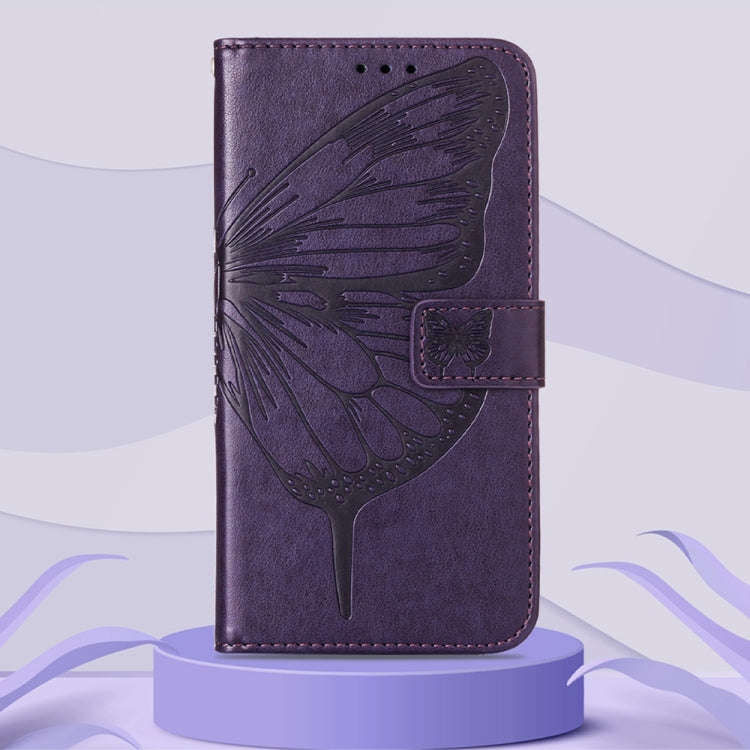For Infinix Hot 11s NFC Embossed Butterfly Leather Phone Case(Dark Purple)