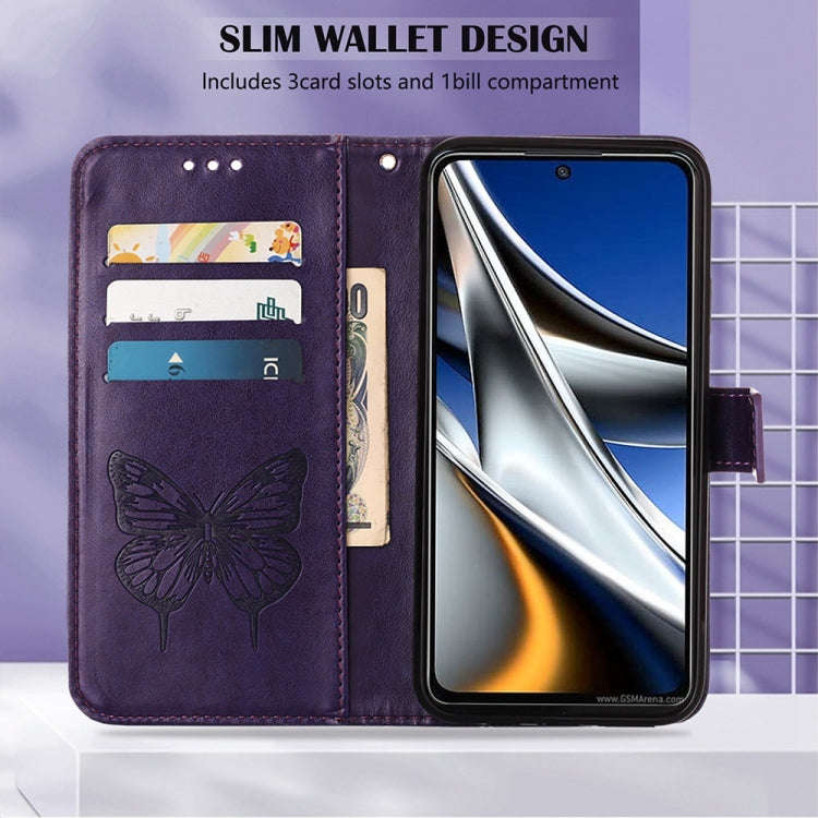 For Infinix Hot 11s NFC Embossed Butterfly Leather Phone Case(Dark Purple)