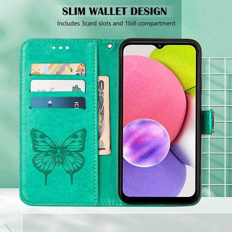 For Infinix Note 11 Embossed Butterfly Leather Phone Case(Green)