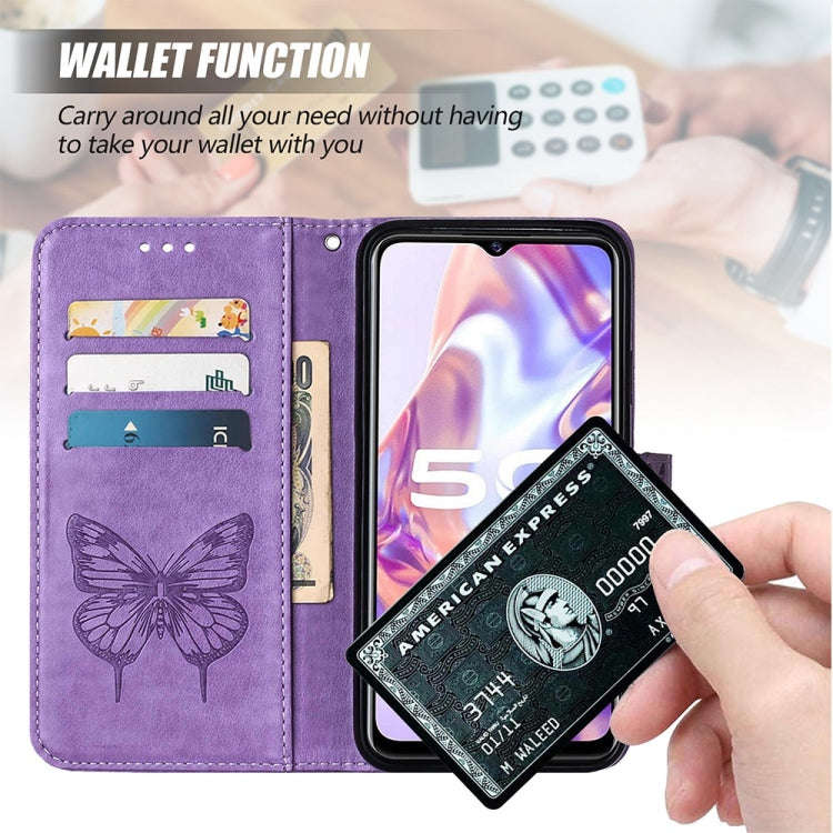 For Infinix Note 11i Embossed Butterfly Leather Phone Case(Light Purple)