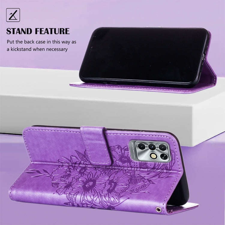 For Infinix Note 11i Embossed Butterfly Leather Phone Case(Light Purple)