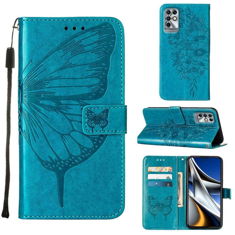 For Infinix Note 11i Embossed Butterfly Leather Phone Case(Blue)