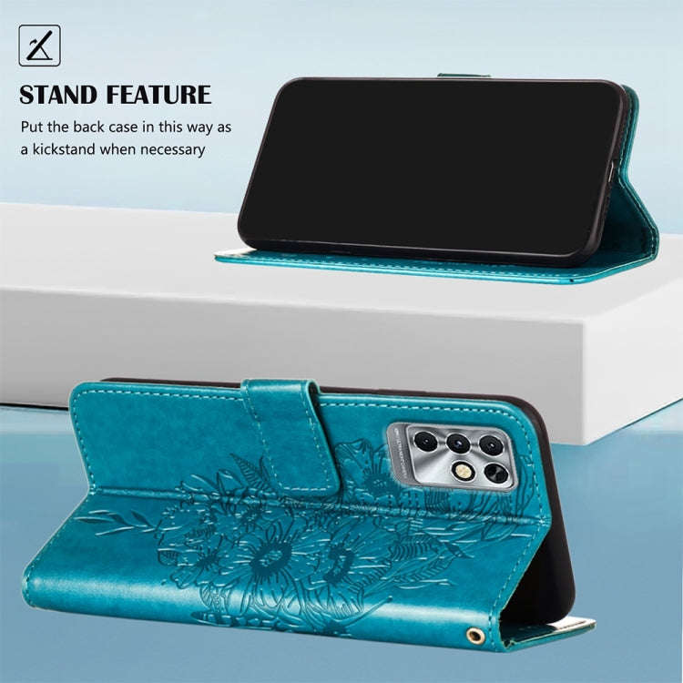 For Infinix Note 11i Embossed Butterfly Leather Phone Case(Blue)
