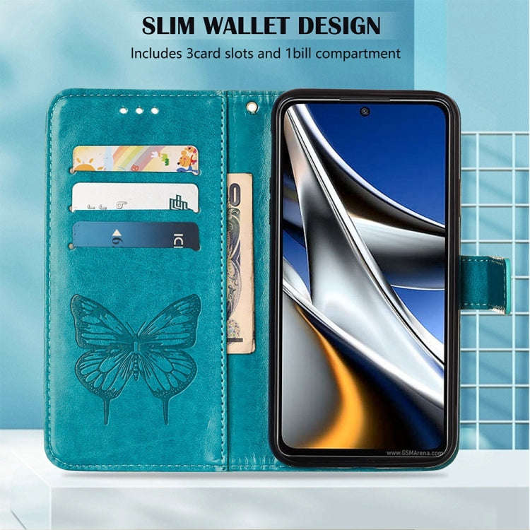 For Infinix Note 11i Embossed Butterfly Leather Phone Case(Blue)