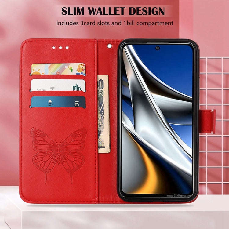 For Infinix Note 11i Embossed Butterfly Leather Phone Case(Red)