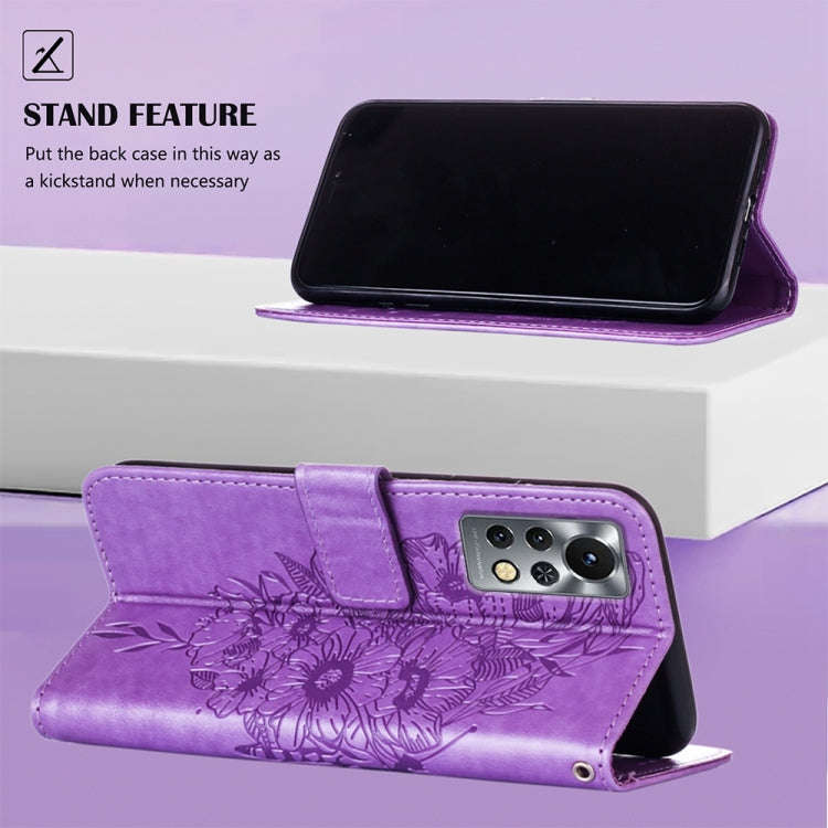For Infinix Note 11S / Note 11 Pro Embossed Butterfly Leather Phone Case(Light Purple)
