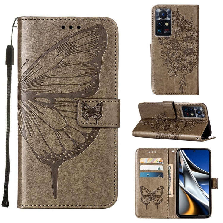 For Infinix Zero X Neo Embossed Butterfly Leather Phone Case(Grey)