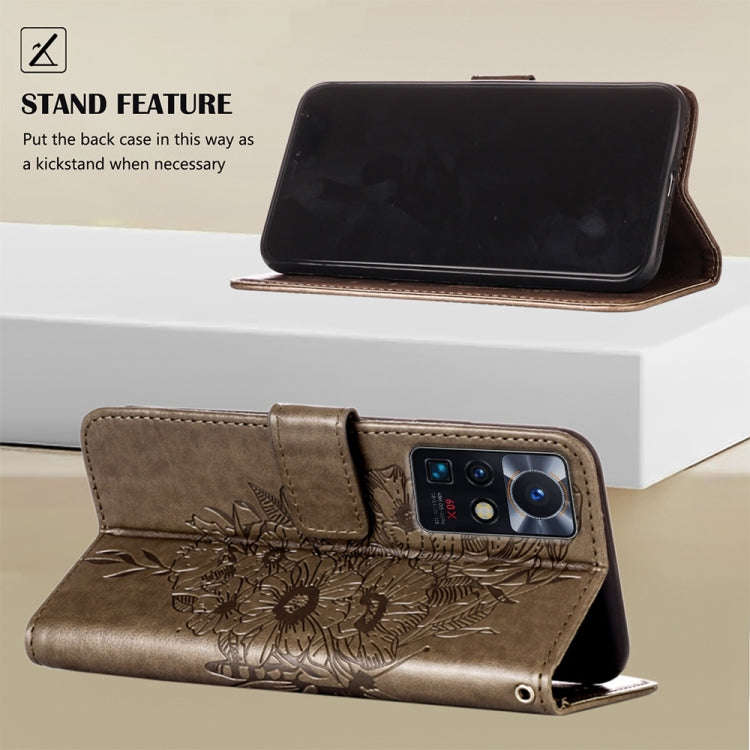 For Infinix Zero X Neo Embossed Butterfly Leather Phone Case(Grey)