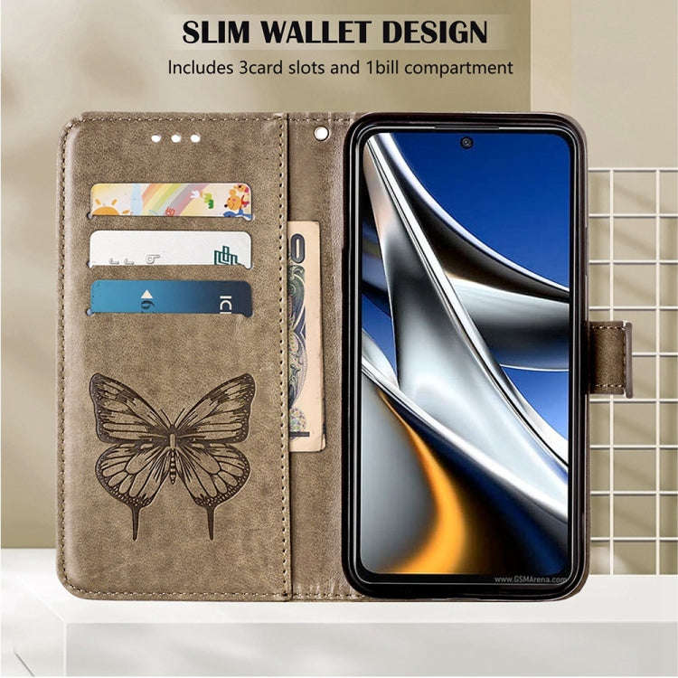 For Infinix Zero X Neo Embossed Butterfly Leather Phone Case(Grey)