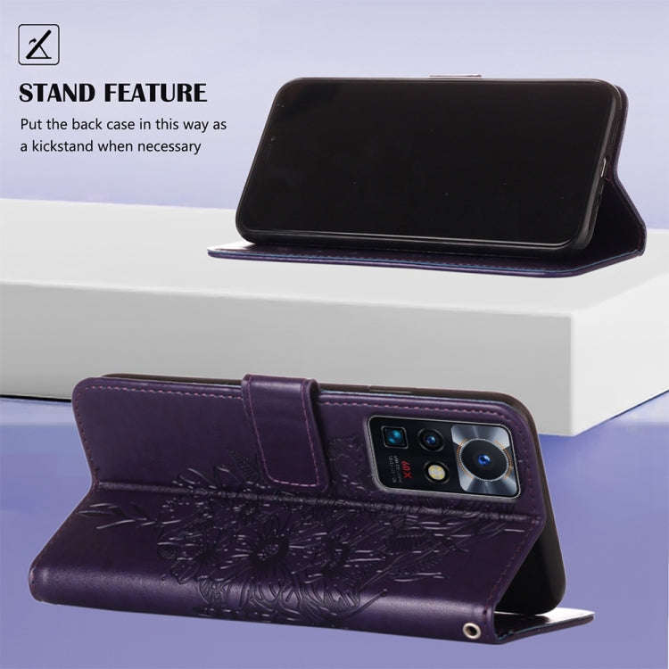 For Infinix Zero X Neo Embossed Butterfly Leather Phone Case(Dark Purple)