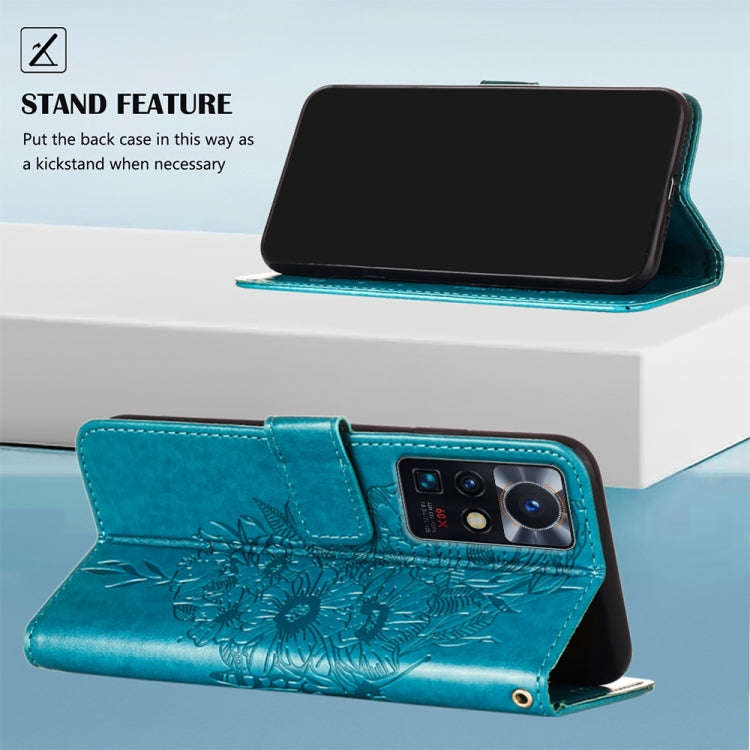 For Infinix Zero X Neo Embossed Butterfly Leather Phone Case(Blue)