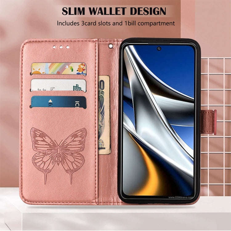 For Motorola Moto G Power 2022 Embossed Butterfly Leather Phone Case(Rose Gold)