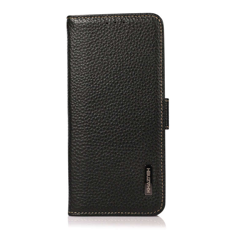 For Honor X7 / Play 30 Plus KHAZNEH Side-Magnetic Litchi Genuine Leather RFID Phone Case(Black)