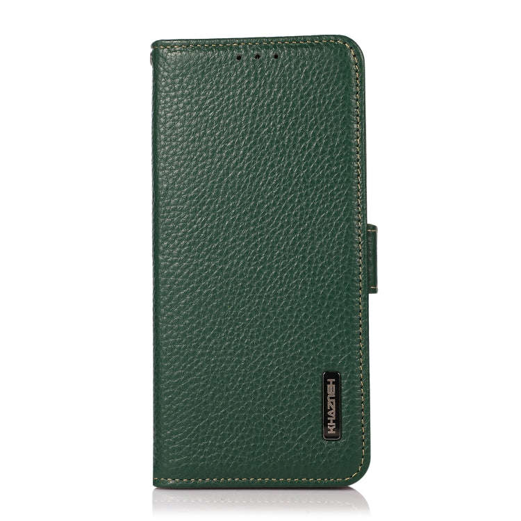 For Honor X7 / Play 30 Plus KHAZNEH Side-Magnetic Litchi Genuine Leather RFID Phone Case(Green)