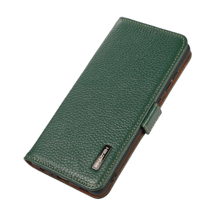 For Honor X7 / Play 30 Plus KHAZNEH Side-Magnetic Litchi Genuine Leather RFID Phone Case(Green)