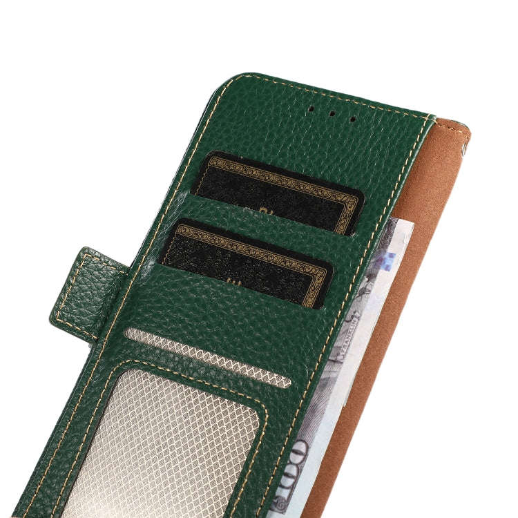 For Honor X7 / Play 30 Plus KHAZNEH Side-Magnetic Litchi Genuine Leather RFID Phone Case(Green)