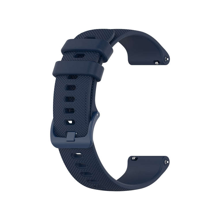 For Garmin Active Small Plaid Silicone Watch Band(Navy Blue)