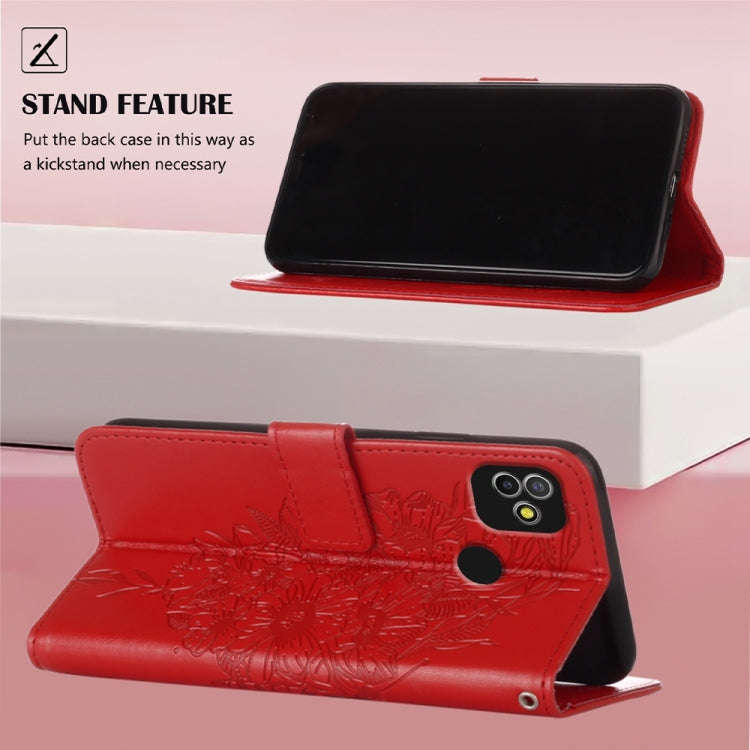 For Tecno Pop 5 Go Embossed Butterfly Leather Phone Case(Red)
