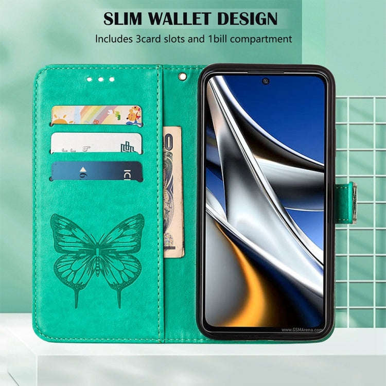 For Tecno Pova 2 Embossed Butterfly Leather Phone Case(Green)