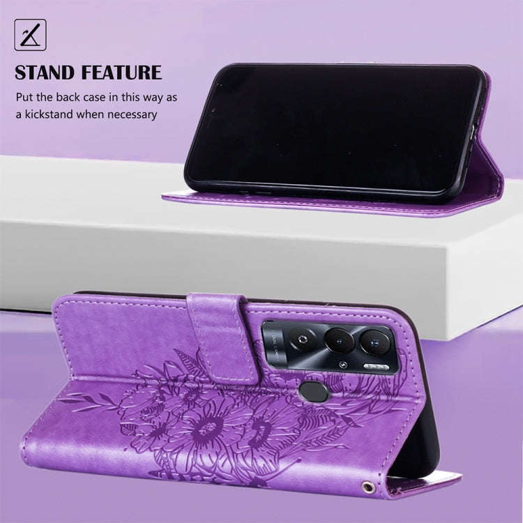 For Tecno Pova Neo Embossed Butterfly Leather Phone Case(Light Purple)