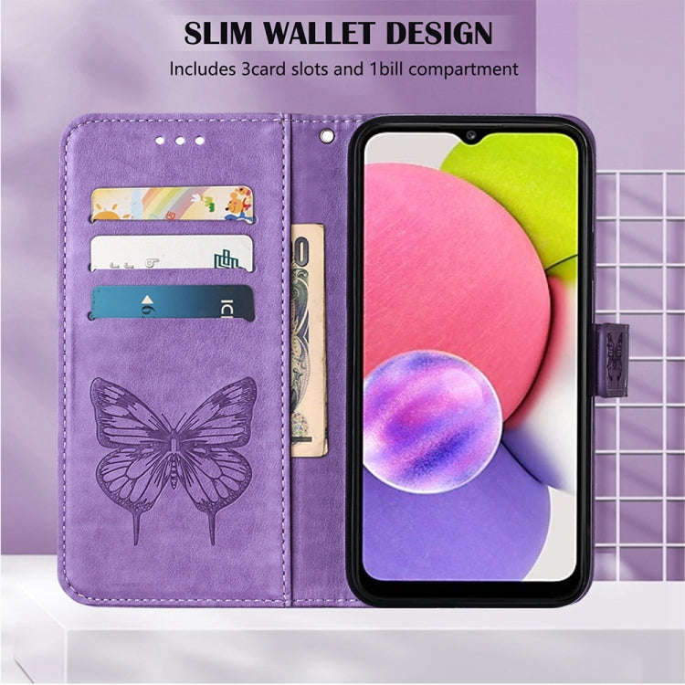 For Tecno Pova Neo Embossed Butterfly Leather Phone Case(Light Purple)