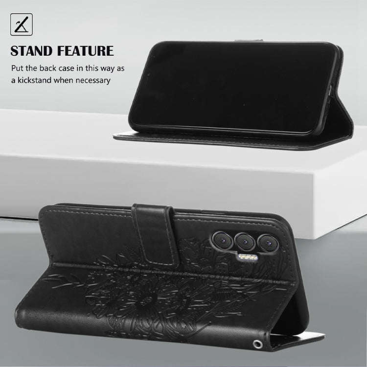 For Tecno Spark 8P Embossed Butterfly Leather Phone Case(Black)