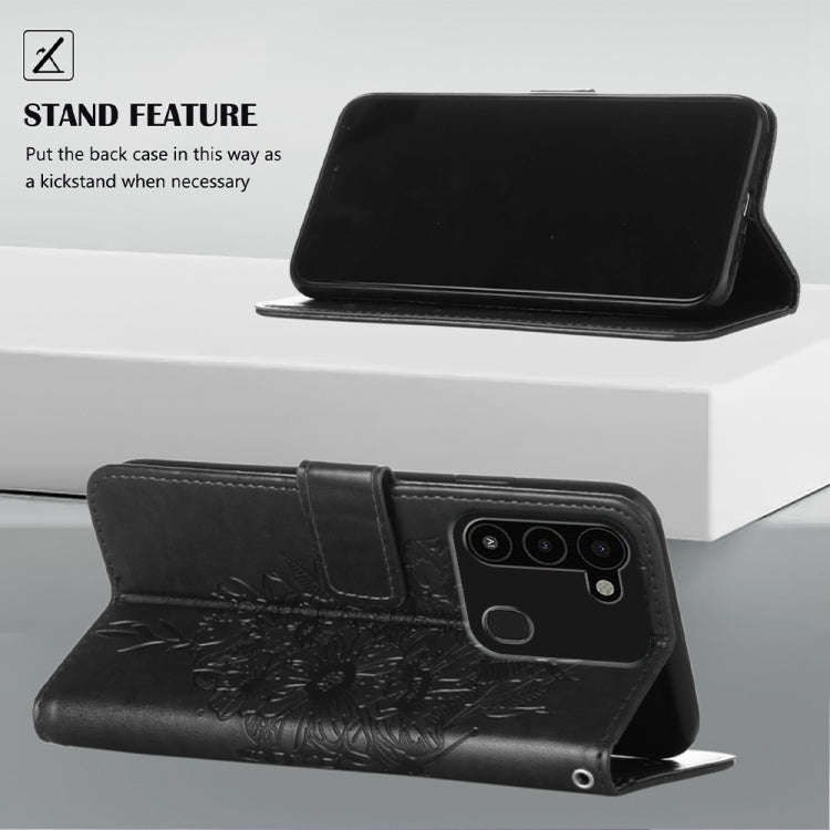For Tecno Spark Go 2022 Embossed Butterfly Leather Phone Case(Black)