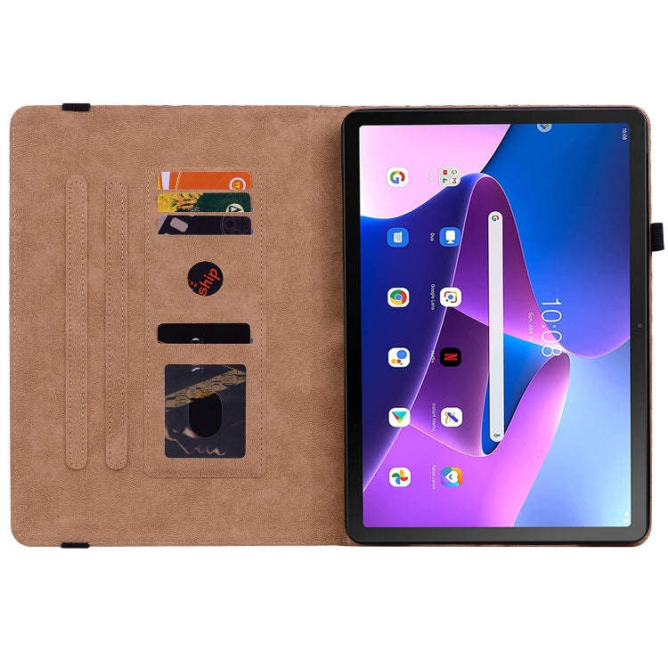 For Lenovo Tab M10 Plus 10.6 3rd Gen. Color Weave Leather Tablet Case with Holder(Brown)
