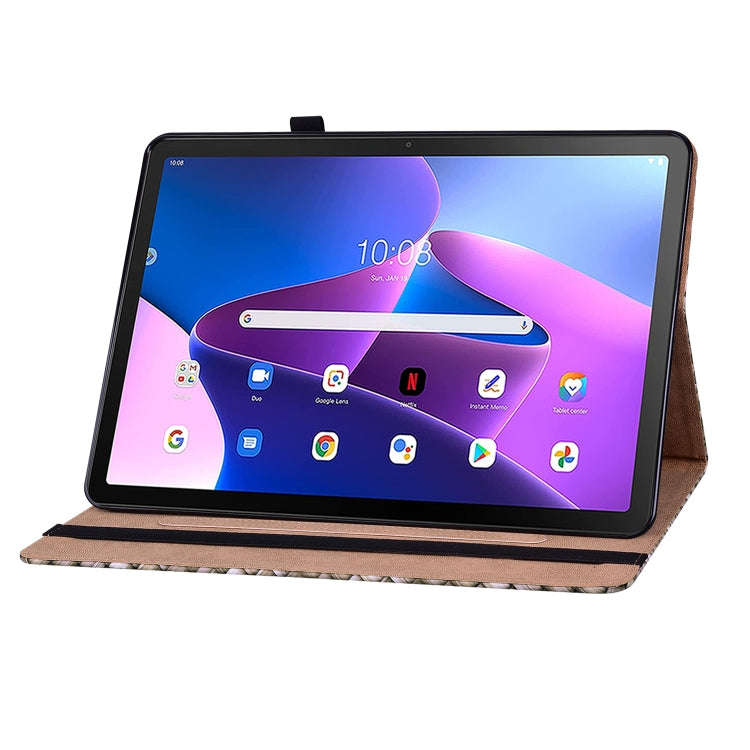 For Lenovo Tab M10 Plus 10.6 3rd Gen. Color Weave Leather Tablet Case with Holder(Brown)