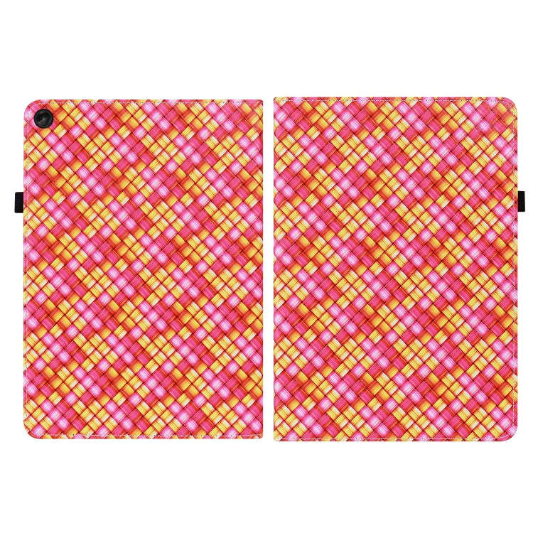 For Lenovo Tab M10 Plus 10.6 3rd Gen. Color Weave Leather Tablet Case with Holder(Rose Red)
