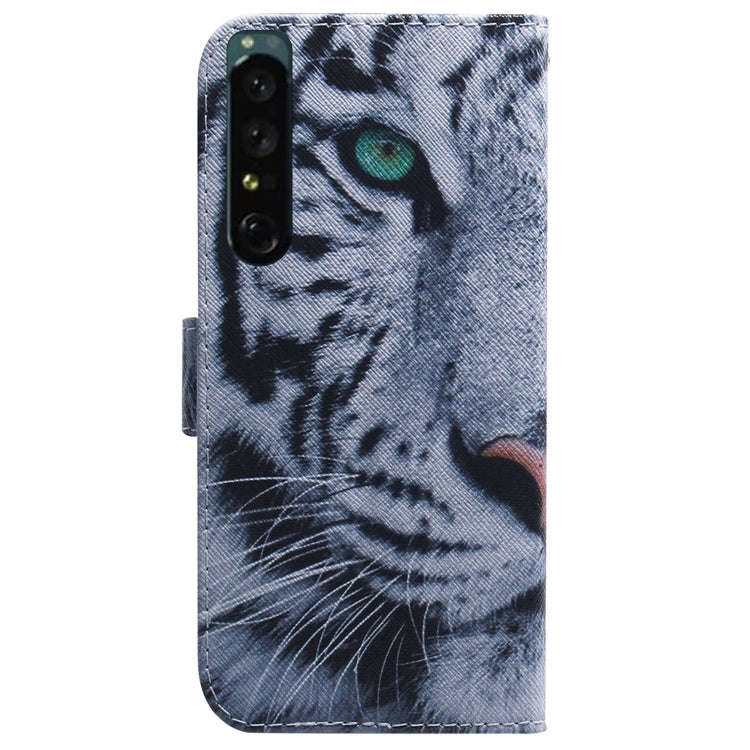 For Sony Xperia 1 IV Coloured Drawing Leather Phone Case(Tiger)
