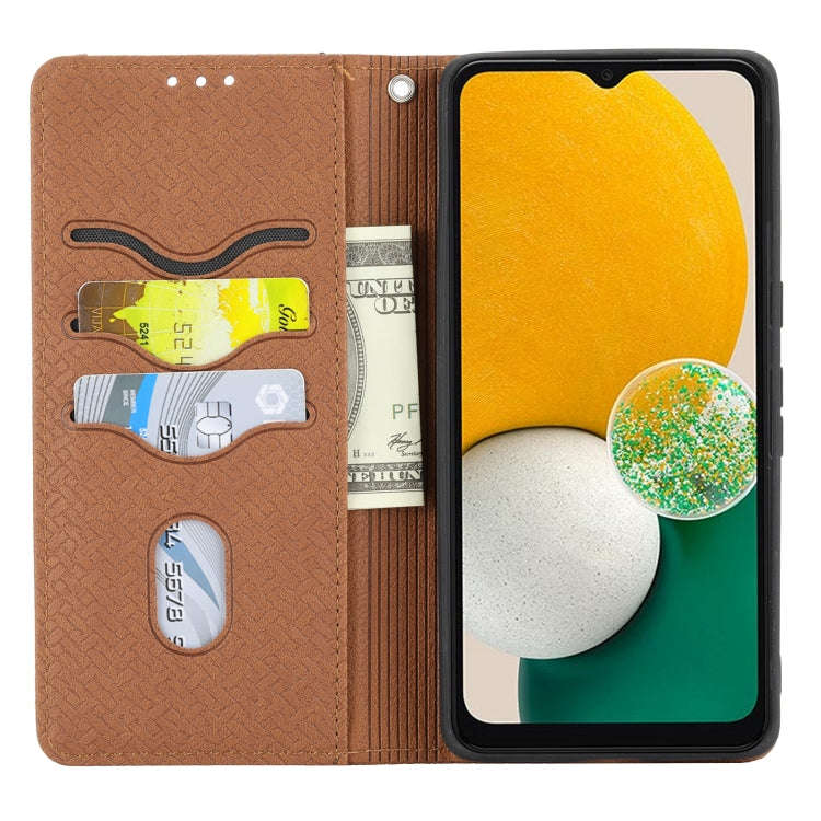 For Google Pixel 7 Pro Woven Texture Stitching Magnetic PU Leather Phone Case(Brown)