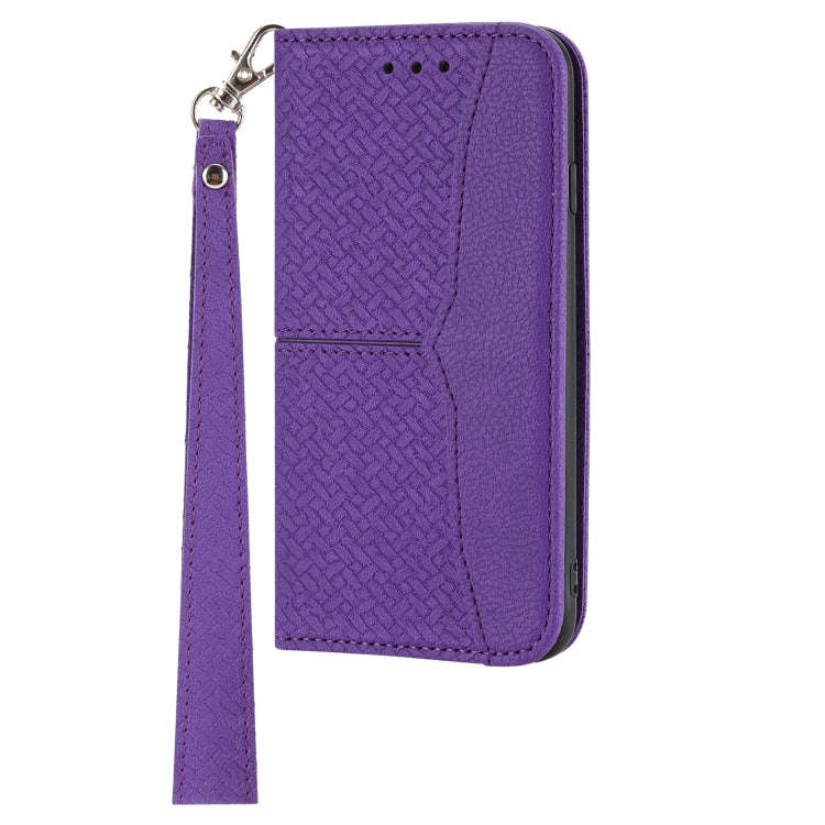 For Kyocera Android One S9 / Digno Sanga Edition Woven Texture Stitching Magnetic PU Leather Phon...