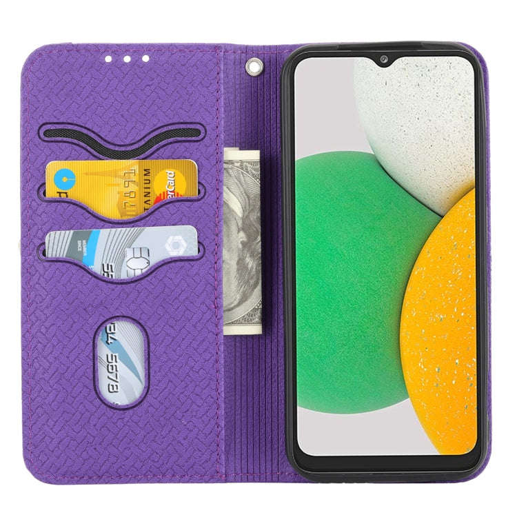 For Kyocera Android One S9 / Digno Sanga Edition Woven Texture Stitching Magnetic PU Leather Phon...