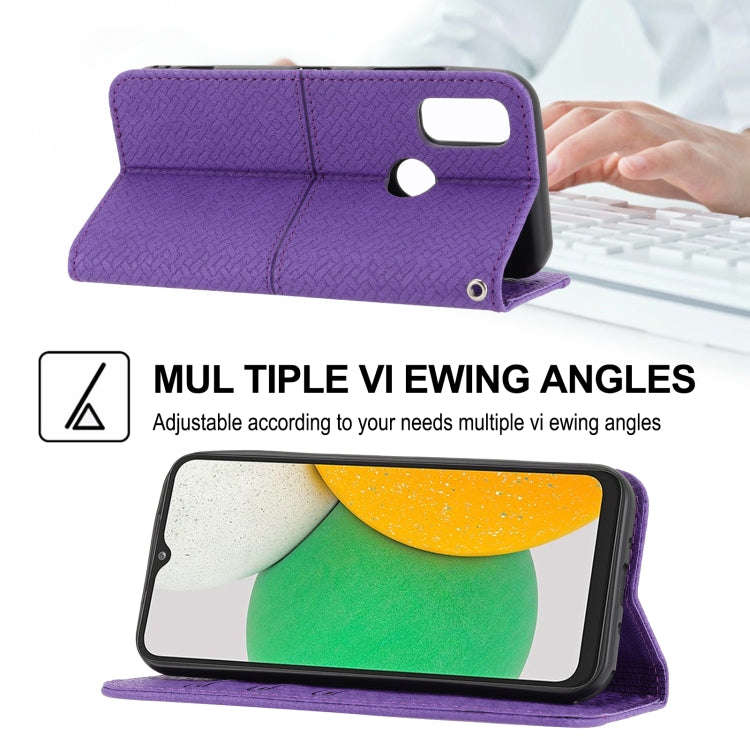 For Kyocera Android One S9 / Digno Sanga Edition Woven Texture Stitching Magnetic PU Leather Phon...