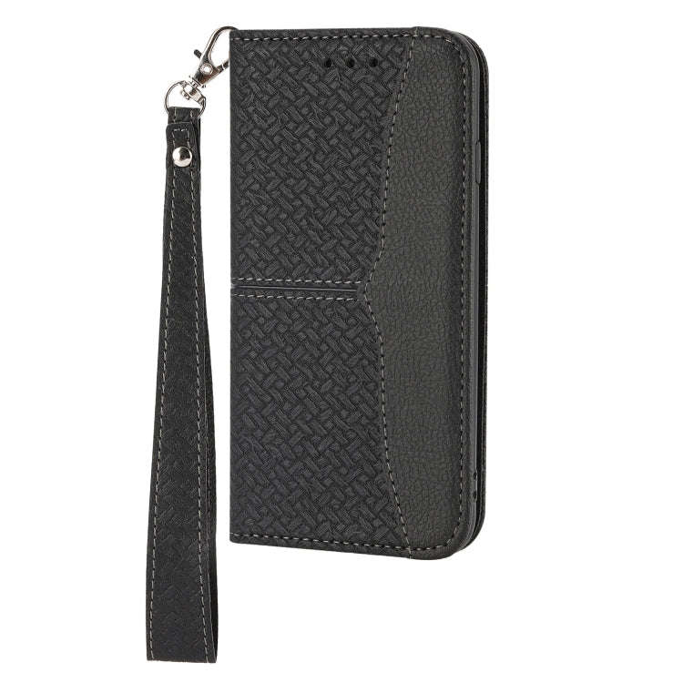 For Sony Xperia 10 IV Woven Texture Stitching Magnetic PU Leather Phone Case(Black)