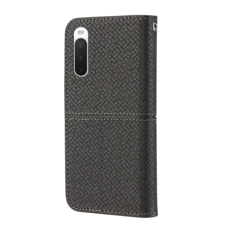 For Sony Xperia 10 IV Woven Texture Stitching Magnetic PU Leather Phone Case(Black)