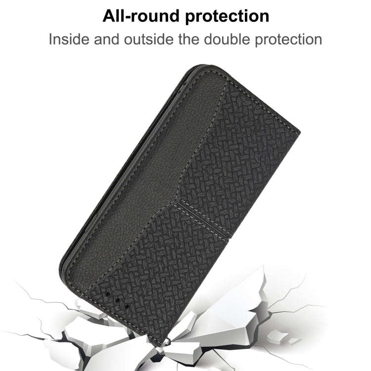 For Sony Xperia 10 IV Woven Texture Stitching Magnetic PU Leather Phone Case(Black)