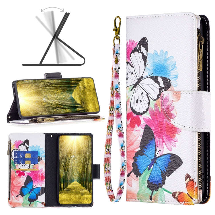 For Infinix Hot 11s NFC Colored Drawing Pattern Zipper Leather Phone Case(Two Butterflies)
