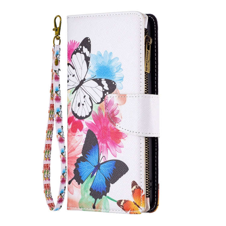 For Infinix Hot 11s NFC Colored Drawing Pattern Zipper Leather Phone Case(Two Butterflies)
