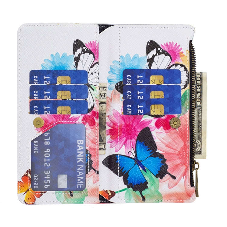 For Infinix Hot 11s NFC Colored Drawing Pattern Zipper Leather Phone Case(Two Butterflies)