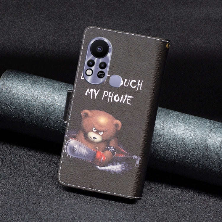 For Infinix Hot 11s NFC Colored Drawing Pattern Zipper Leather Phone Case(Bear)