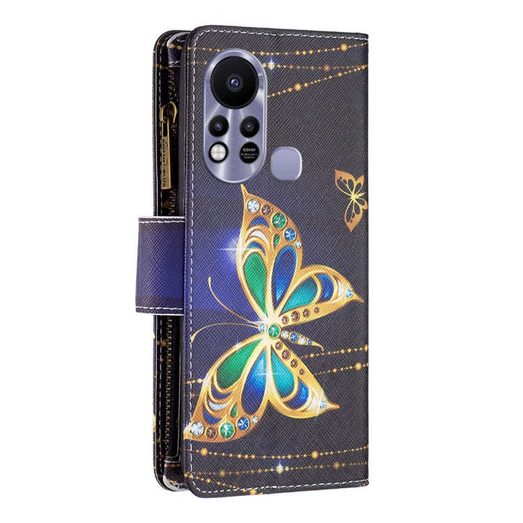 For Infinix Hot 11s NFC Colored Drawing Pattern Zipper Leather Phone Case(Big Butterfly)