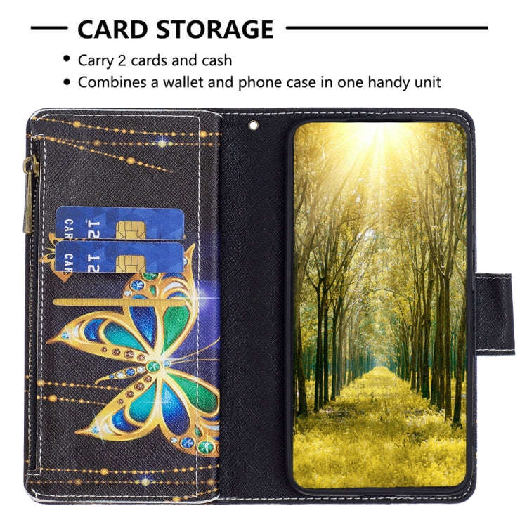 For Infinix Hot 11s NFC Colored Drawing Pattern Zipper Leather Phone Case(Big Butterfly)