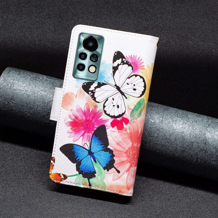 For Infinix Note 11 Pro Colored Drawing Pattern Zipper Leather Phone Case(Two Butterflies)