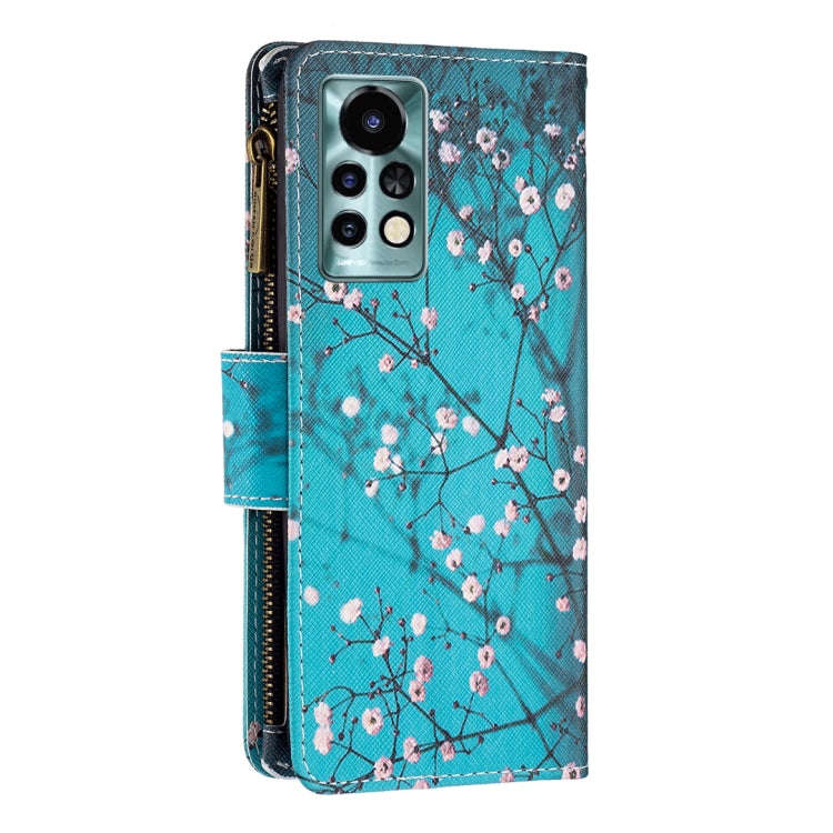 For Infinix Note 11 Pro Colored Drawing Pattern Zipper Leather Phone Case(Plum Blossom)